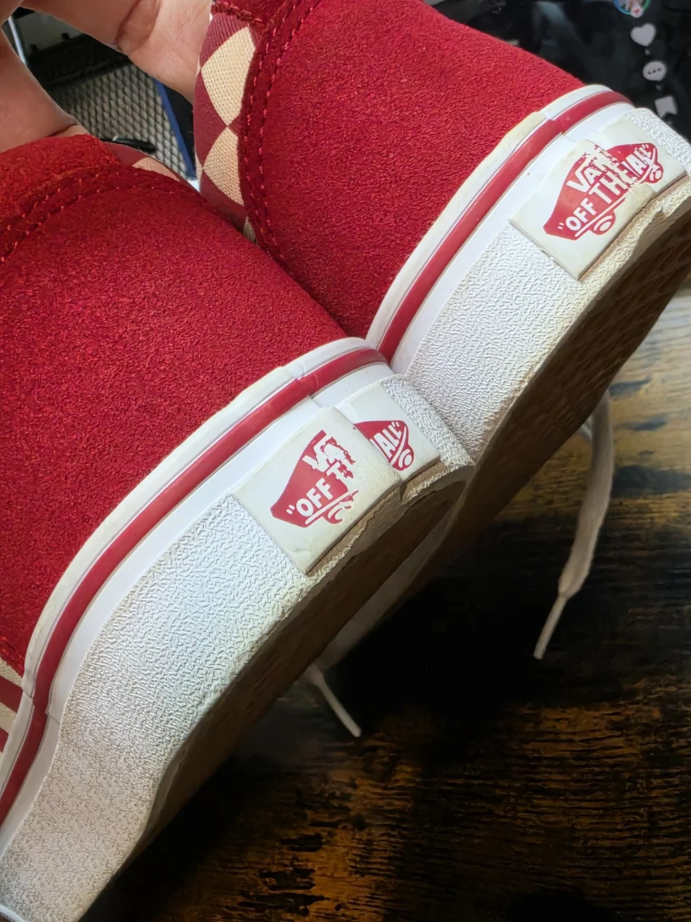 Vans Old School Red and White Checkerboard Sneakers